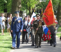 Wreath laying ceremony at the Soviet War Memorial near the Imperial War Museum in London